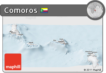 Classic Style Panoramic Map of Comoros, single color outside