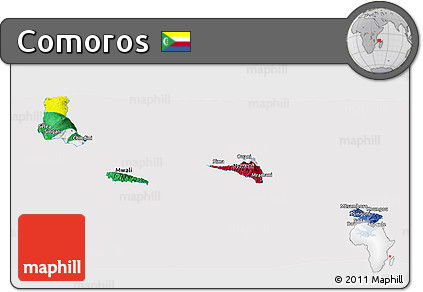 Flag Panoramic Map of Comoros, flag centered