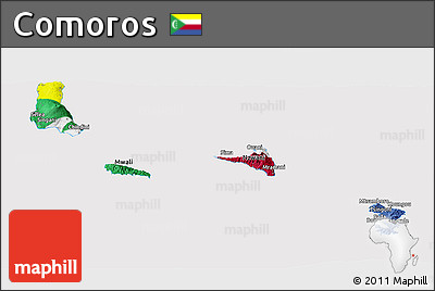Flag Panoramic Map of Comoros, flag centered