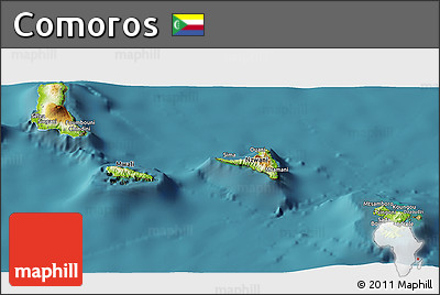 Physical Panoramic Map of Comoros, satellite outside