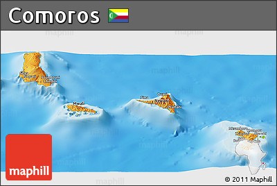 Political Panoramic Map of Comoros, physical outside