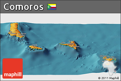 Political Panoramic Map of Comoros, satellite outside