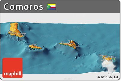 Political Panoramic Map of Comoros, satellite outside