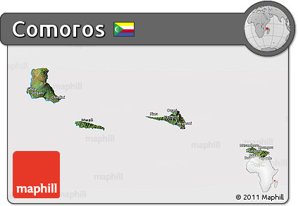 Satellite Panoramic Map of Comoros, cropped outside
