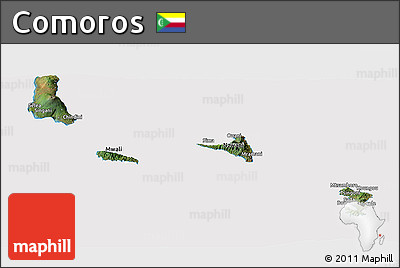 Satellite Panoramic Map of Comoros, cropped outside