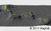 Satellite Panoramic Map of Comoros, darken, desaturated