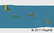 Satellite Panoramic Map of Comoros, darken, semi-desaturated, land only