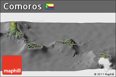 Satellite Panoramic Map of Comoros, desaturated