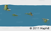 Satellite Panoramic Map of Comoros, lighten, semi-desaturated, land only