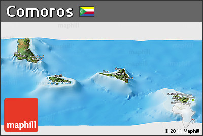 Satellite Panoramic Map of Comoros, physical outside
