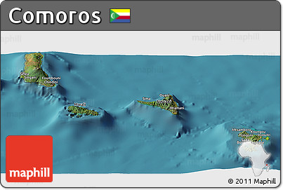 Satellite Panoramic Map of Comoros, physical outside, satellite sea
