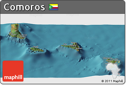Satellite Panoramic Map of Comoros, political outside, satellite sea