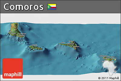 Satellite Panoramic Map of Comoros, political outside, satellite sea