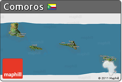 Satellite Panoramic Map of Comoros, semi-desaturated, land only