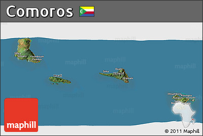 Satellite Panoramic Map of Comoros, semi-desaturated, land only