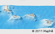 Shaded Relief Panoramic Map of Comoros, darken, semi-desaturated, land only
