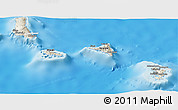 Shaded Relief Panoramic Map of Comoros, lighten, desaturated, land only