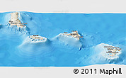 Shaded Relief Panoramic Map of Comoros, political shades outside