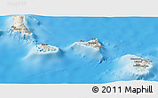 Shaded Relief Panoramic Map of Comoros, political shades outside, shaded relief sea