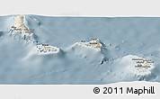 Shaded Relief Panoramic Map of Comoros, semi-desaturated