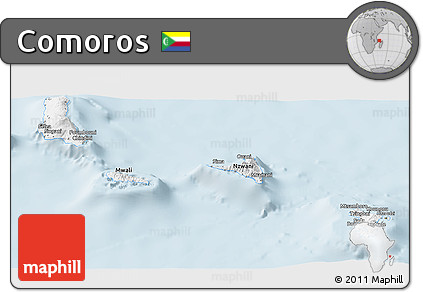 Silver Style Panoramic Map of Comoros