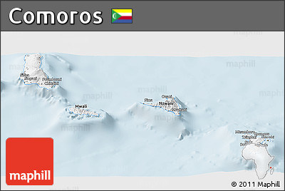 Silver Style Panoramic Map of Comoros