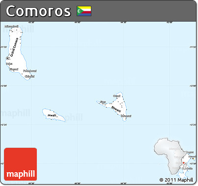 Classic Style Simple Map of Comoros