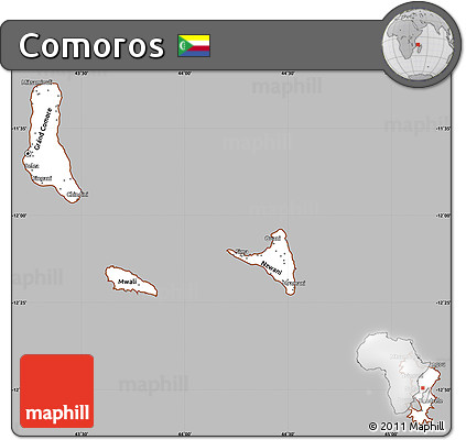 Gray Simple Map of Comoros, cropped outside