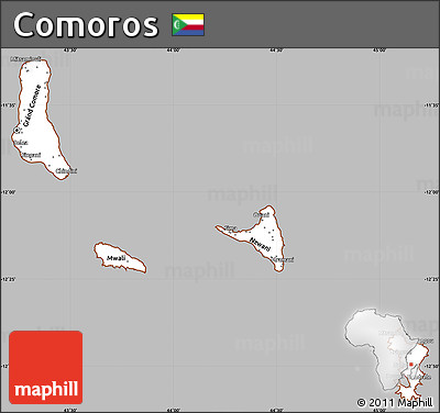 Gray Simple Map of Comoros, cropped outside