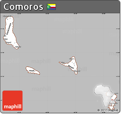 Gray Simple Map of Comoros, cropped outside