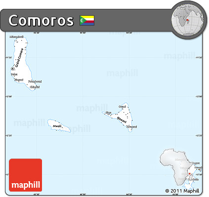 Gray Simple Map of Comoros