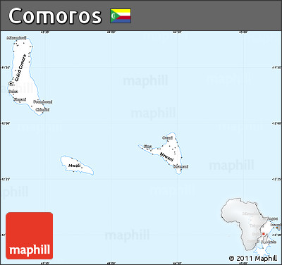 Gray Simple Map of Comoros