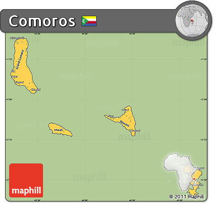 Savanna Style Simple Map of Comoros, cropped outside