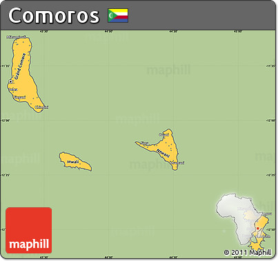 Savanna Style Simple Map of Comoros, cropped outside