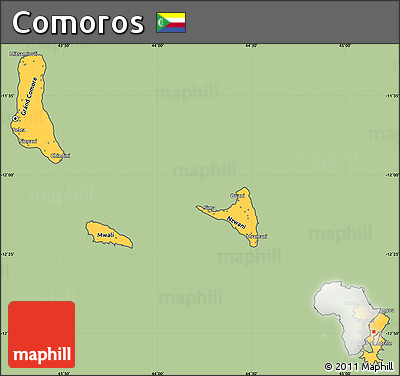 Savanna Style Simple Map of Comoros, cropped outside