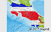 Flag 3D Map of Costa Rica, physical outside, bathymetry sea