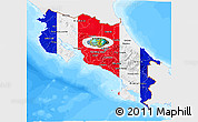 Flag 3D Map of Costa Rica, single color outside, bathymetry sea, flag rotated