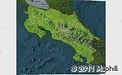 Satellite 3D Map of Costa Rica, darken