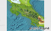 Satellite 3D Map of Costa Rica, physical outside, satellite sea