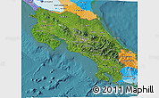 Satellite 3D Map of Costa Rica, political outside, satellite sea