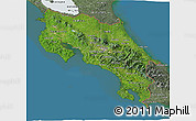 Satellite 3D Map of Costa Rica, semi-desaturated, land only