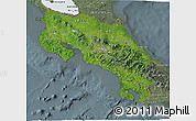 Satellite 3D Map of Costa Rica, semi-desaturated