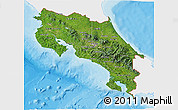 Satellite 3D Map of Costa Rica, single color outside, bathymetry sea, shaded relief sea