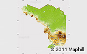 Physical Map of Alajuela, cropped outside