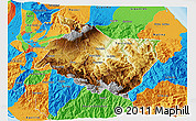 Physical 3D Map of Cartago, political outside