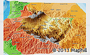 Physical 3D Map of Cartago, political shades outside