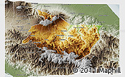 Physical 3D Map of Cartago, semi-desaturated