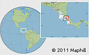 Savanna Style Location Map of Oreamuno, highlighted country, highlighted parent region, within the entire country