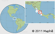Savanna Style Location Map of Oreamuno, highlighted country