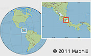 Savanna Style Location Map of Oreamuno, highlighted parent region